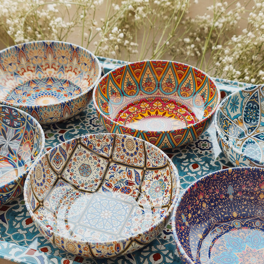 Ethnic Schalen - 6er Set + Gratis Tablett